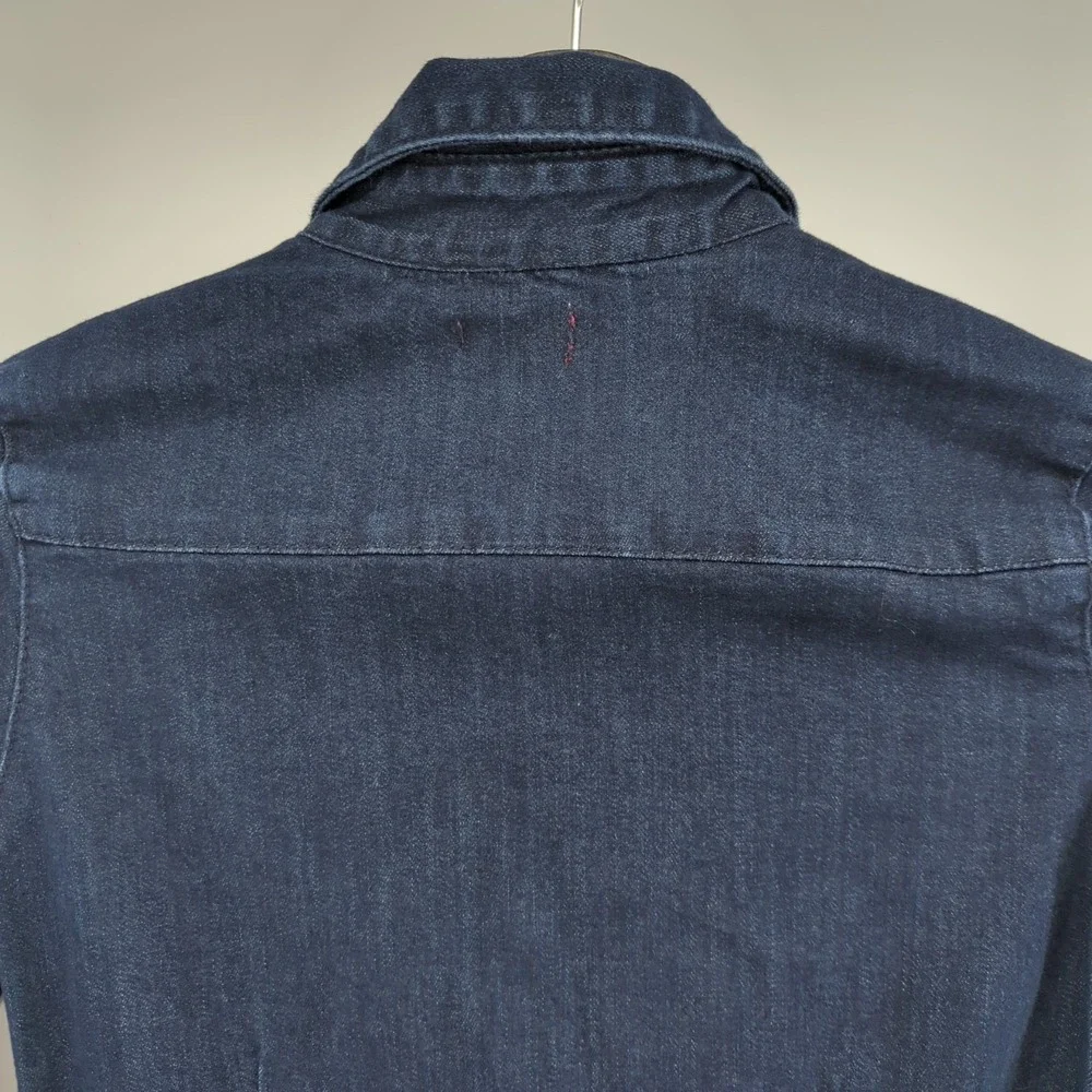 Seven For All Mankind Girls Dress Medium Dark Blue Denim Long Sleeve Button Snap